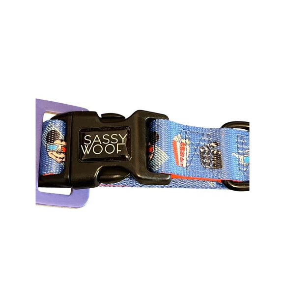 Disney Sassy Woof Adjustable Dog Collar Pet Mickey Mouse Blue Red Sz Large NWT - Picture 3 of 5